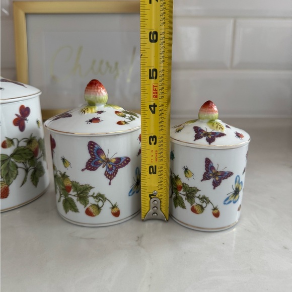 Lenwile Ardalt Full Set Of 4 Canisters Jars Japan 7052 Butterflies - Picture 9 of 13